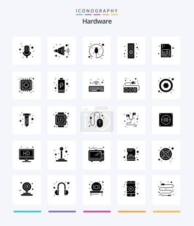 Illustration for Creative Hardware 25 Glyph Solid Black icon pack  Such As hardware. sim. plug. mobile. tv - Royalty Free Image