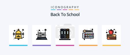 Ilustración de Back To School Line Filled 5 Icon Pack Including school. alarm. school. education. desk lamp. Creative Icons Design - Imagen libre de derechos
