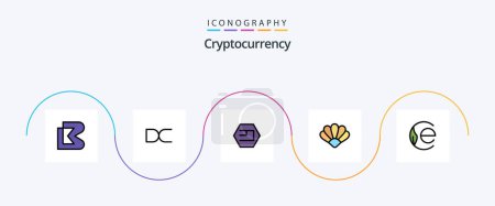 Illustration for Cryptocurrency Line Filled Flat 5 Icon Pack Including coin. crypto currency. emercoin. crypto. clams - Royalty Free Image