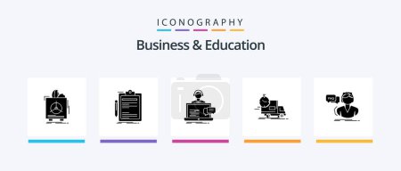 Téléchargez les illustrations : Business And Education Glyph 5 Icon Pack Including shipping. delivery. done. help. customer. Creative Icons Design - en licence libre de droit