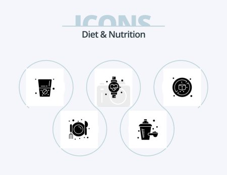 Illustration for Diet And Nutrition Glyph Icon Pack 5 Icon Design. . . drink. box. no - Royalty Free Image
