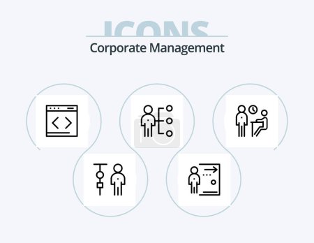 Ilustración de Línea de Gestión Corporativa Icon Pack 5 Icon Design. Trabajo. habilidades. Gente. productividad. persona - Imagen libre de derechos