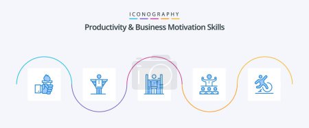 Ilustración de Productivity And Business Motivation Skills Blue 5 Icon Pack Including mentor. encourage. freedom. management. human - Imagen libre de derechos
