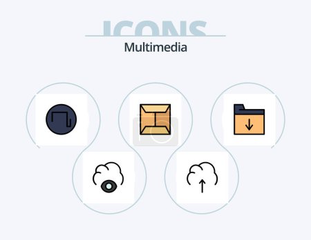 Ilustración de Multimedia Line Filled Icon Pack 5 Icon Design. . download. phone - Imagen libre de derechos