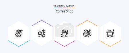 Illustration for Coffee Shop 25 Line icon pack including coffee. sign. break. close. coffee - Royalty Free Image