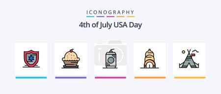 Illustration for Usa Line Filled 5 Icon Pack Including cole. usa. holiday. eagle. animal. Creative Icons Design - Royalty Free Image