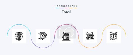 Téléchargez les illustrations : Pack Icône Travel Line 5 comprenant des détails. caravane. navigation. camper. produits alimentaires - en licence libre de droit
