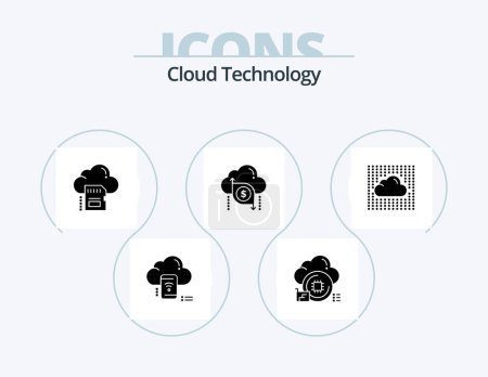 Téléchargez les illustrations : Technologie Cloud Glyph Icon Pack 5 Icon Design. flèche. données. données. nuage. nuage - en licence libre de droit