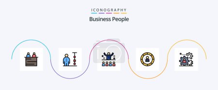 Téléchargez les illustrations : Business People Line Filled Flat 5 Icon Pack Including management. data. people. chart. motivation - en licence libre de droit