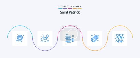 Illustration for Saint Patrick Blue 5 Icon Pack Including culture. clover. flower. tag. money - Royalty Free Image