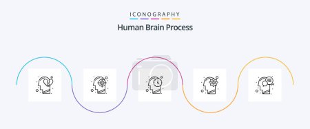Illustration for Human Brain Process Line 5 Icon Pack Including communication. process. success. mind. head - Royalty Free Image