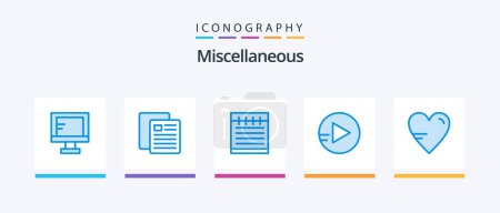 Illustration for Miscellaneous Blue 5 Icon Pack Including . study. notebook. love. play. Creative Icons Design - Royalty Free Image