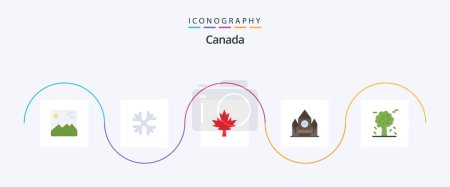 Ilustración de Canada Flat 5 Icon Pack Incluyendo canada. alpino. Canadá. Un hito. bloque central - Imagen libre de derechos
