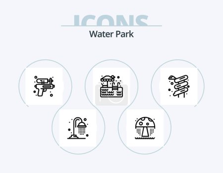 Illustration for Water Park Line Icon Pack 5 Icon Design. . park. park. water. garden - Royalty Free Image