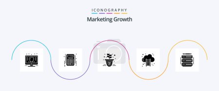 Téléchargez les illustrations : Marketing Growth Glyph 5 Icon Pack Including edit. growth. accounts. finance. money - en licence libre de droit