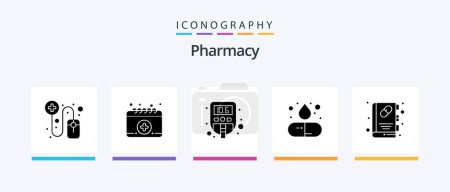 Illustration for Pharmacy Glyph 5 Icon Pack Including medical book. booklet. sugar. book. pill. Creative Icons Design - Royalty Free Image