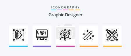 Ilustración de Graphic Designer Line 5 Icon Pack Incluye herramienta. Ojo. gráfico. diseño. teclado. Diseño de iconos creativos - Imagen libre de derechos