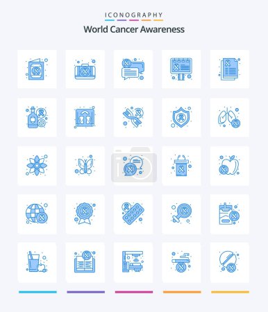 Téléchargez les illustrations : Creative World Cancer Awareness 25 Pack icône bleue comme signe de cancer. santé. communication. rapport. sensibilisation - en licence libre de droit