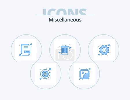 Ilustración de Miscellaneous Blue Icon Pack 5 Icon Design. settings. file. trash. delete - Imagen libre de derechos