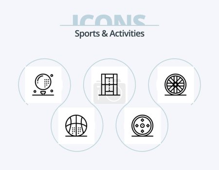 Téléchargez les illustrations : Sports et activités Line Icon Pack 5 Icon Design. le sport. planche de ludo. loisirs. ludo. sport - en licence libre de droit