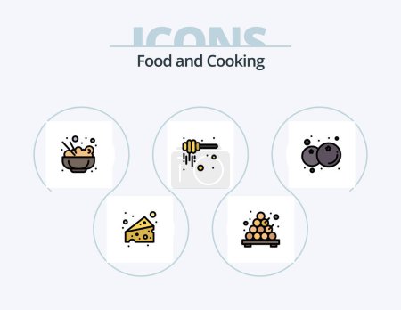 Téléchargez les illustrations : Food Line Filled Icon Pack 5 Icon Design. . tea. milk. mocha. green - en licence libre de droit