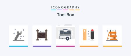 Illustration for Tools Flat 5 Icon Pack Including equipment. barrier. set. ruler. measuring. Creative Icons Design - Royalty Free Image