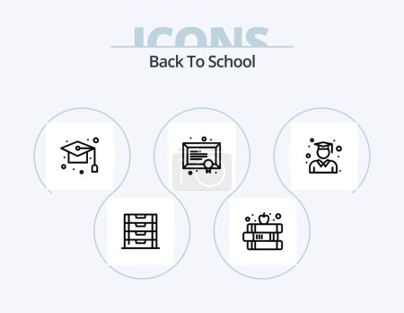 Illustration for Back To School Line Icon Pack 5 Icon Design. badminton. school. back to school. education. light - Royalty Free Image