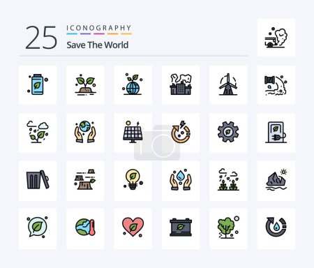 Illustration for Save The World 25 Line Filled icon pack including clean. nuclear. earth. industry. world - Royalty Free Image