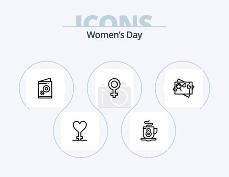 Illustration for Womens Day Line Icon Pack 5 Icon Design. bouquet. gender. ribbon. feminism. day - Royalty Free Image