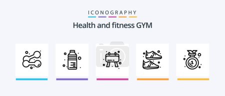 Illustration for Gym Line 5 Icon Pack Including ladder. stopwatch. sports. muscle. clock. Creative Icons Design - Royalty Free Image