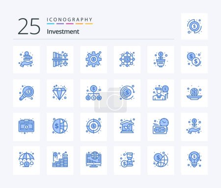 Ilustración de Inversión 25 Blue Color paquete de iconos incluyendo los ingresos. inversión. dólar. financiación. financiación - Imagen libre de derechos