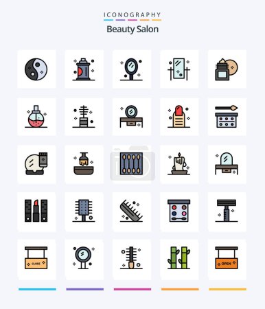 Téléchargez les illustrations : Creative Beauty Salon 25 Line FIlled icon pack  Such As mirror. dresser. salon. beauty. mirror - en licence libre de droit