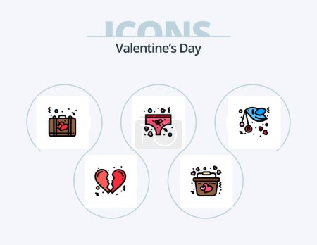 Illustration for Valentines Day Line Filled Icon Pack 5 Icon Design. love. web. celebration. ux. internet - Royalty Free Image