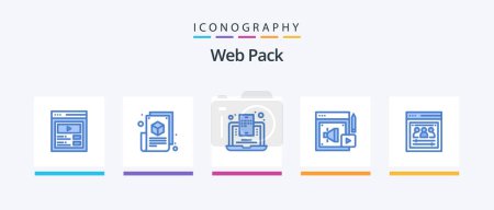 Ilustración de Web Pack Blue 5 Icon Pack Incluyendo la página de organización. granizo fuerte. diseño. marketing digital. blogueo web. Diseño de iconos creativos - Imagen libre de derechos