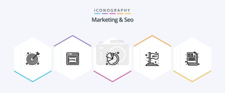 Illustration for Marketing And Seo 25 Line icon pack including . marketing. seo. email. seo - Royalty Free Image