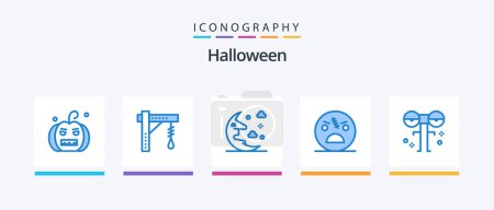 Illustration for Halloween Blue 5 Icon Pack Including zombie. scary. light. halloween. sky. Creative Icons Design - Royalty Free Image