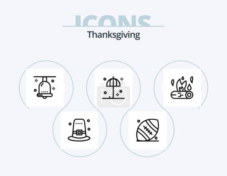 Téléchargez les illustrations : Thanksgiving Line Icon Pack 5 Icon Design. breakfast. note. wind. book. vitamin - en licence libre de droit