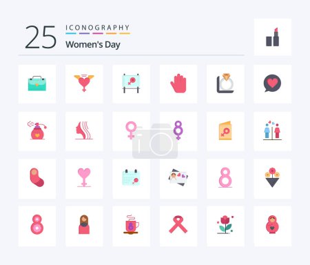 Ilustración de Womens Day 25 Flat Color icon pack including day. women. love. message. board - Imagen libre de derechos
