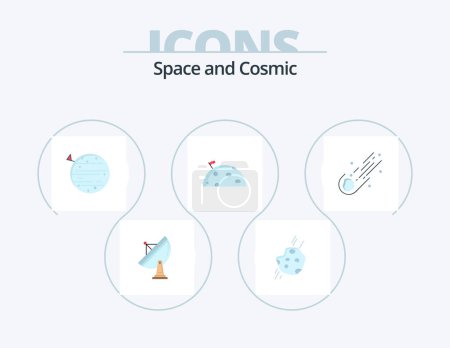 Ilustración de Espacio Icono plano Pack 5 Icono de diseño. astronomía. Marte. espacio. Bandera. espacio - Imagen libre de derechos