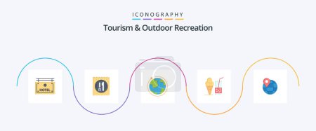 Ilustración de Tourism And Outdoor Recreation Flat 5 Icon Pack Including map. juice. globe. summer. drink - Imagen libre de derechos