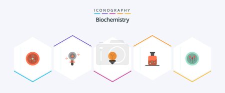 Illustration for Biochemistry 25 Flat icon pack including biochemistry. science. laboratory. test. biochemistry - Royalty Free Image