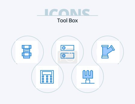 Illustration for Tools Blue Icon Pack 5 Icon Design. . water. dns. tools. pipe - Royalty Free Image