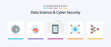 Ilustración de Data Science And Cyber Security Flat 5 Icon Pack Including learning. world. mobile. global. elearning. Creative Icons Design - Imagen libre de derechos