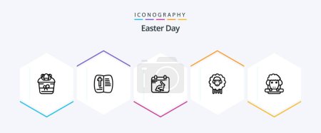 Illustration for Easter 25 Line icon pack including . sheep. nature. lamb. date - Royalty Free Image
