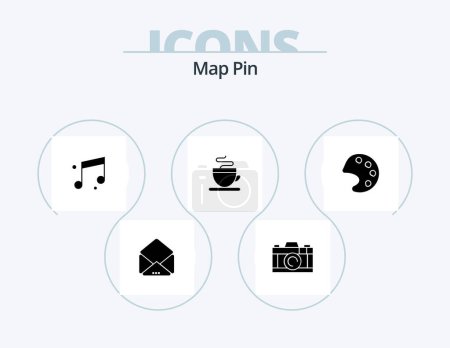 Téléchargez les photos : Carte Pin Glyph Icon Pack 5 Icône Design. . . son. outils. couleur - en image libre de droit