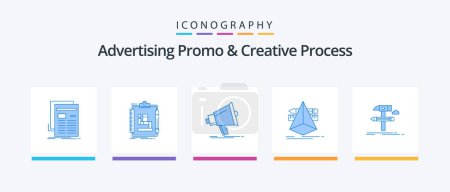 Ilustración de Advertising Promo And Creative Process Blue 5 Icon Pack Including designer. 3d. work. megaphone. marketing. Creative Icons Design - Imagen libre de derechos