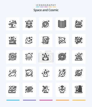 Illustration for Creative Space 25 OutLine icon pack  Such As signal. satellite. planet. car. information - Royalty Free Image