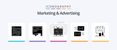 Ilustración de Marketing And Advertising Glyph 5 Icon Pack Including email. address. message. promotion. media. Creative Icons Design - Imagen libre de derechos
