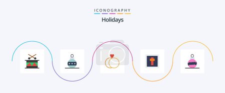 Téléchargez les illustrations : Holidays Flat 5 Icon Pack Including xmas. new year. marriage. sign. easter - en licence libre de droit