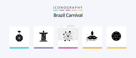 Téléchargez les illustrations : Brazil Carnival Glyph 5 Icon Pack Including celebration. fireworks. christ. celebration. brazilian. Creative Icons Design - en licence libre de droit